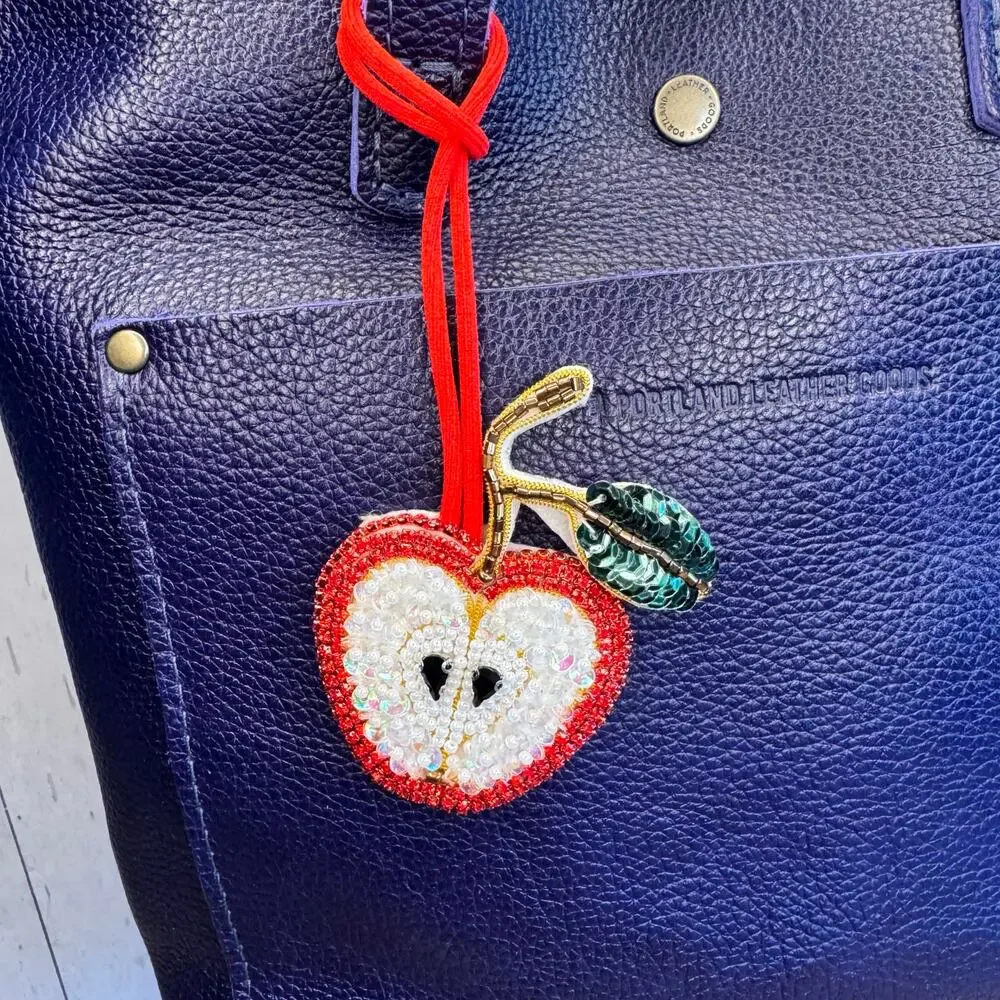 Apple Bag Charm Red Apple Fruit Purse Charm NEW FAST SHIP Beaded Charms